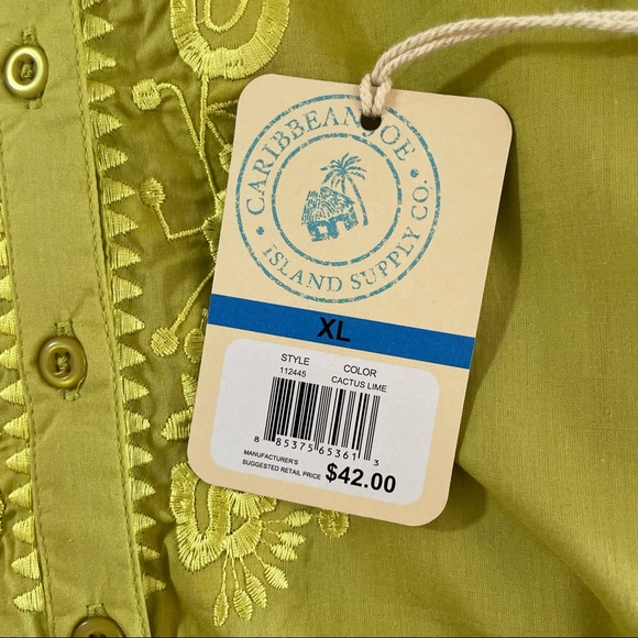 2/$25 Caribbean Joe Peasant Blouse Size XL - Picture 12 of 14